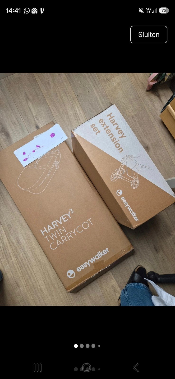 Easywalker Harvey Twin Carrycot en Extension Set, Zo goed als nieuw, Duowagen, Ophalen, Kinderwagen