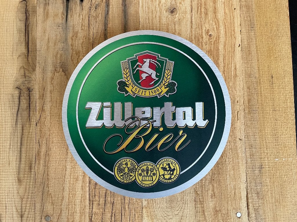 Reclamebord Zillertal bier logo, aluminium, 40x40cm, Ophalen of Verzenden, Nieuw, Reclamebord, Plaat of Schild, Overige merken