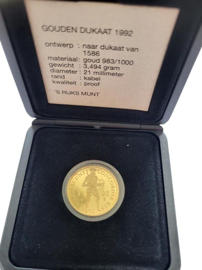 Nederland Gouden Dukaat 1992 in cassette, Ophalen of Verzenden, Goud