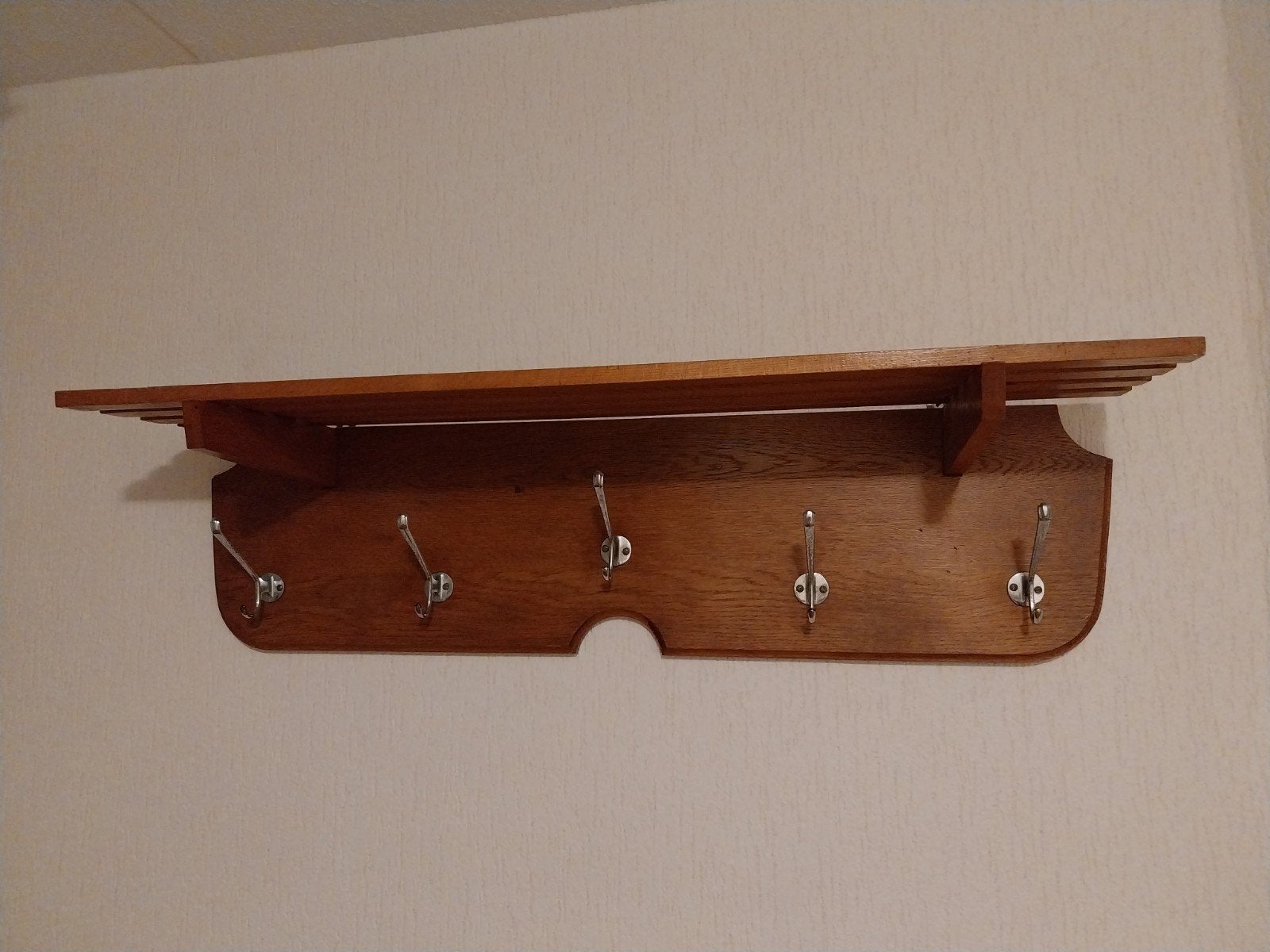 Vintage houten wandkapstok met hoedenplank, Gebruikt, Minder dan 100 cm, Hout, Ophalen