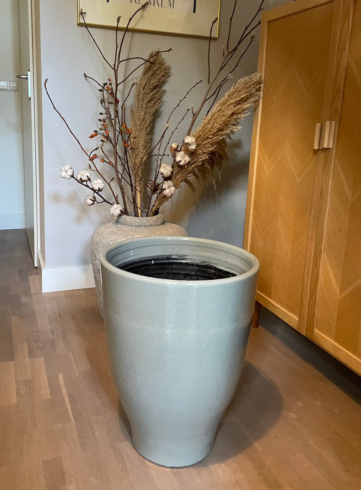 Mintgroene grotr bloempot voor binnen, Ophalen, 40 cm of meer, Rond, Binnen