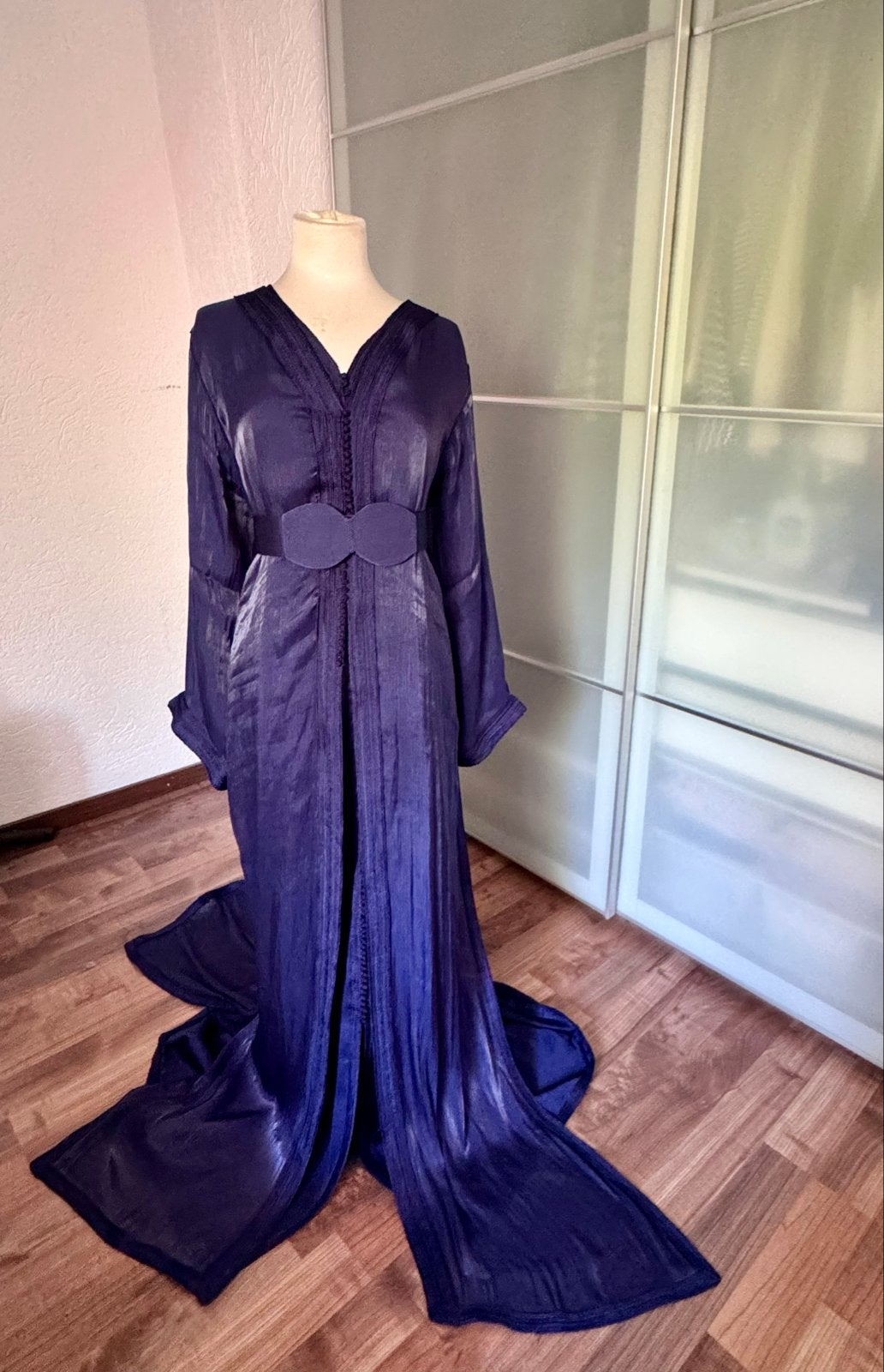 Organza takshita / takchita inclusief riem - Maat 46/48, Blauw, Maat 46/48 (XL) of groter, Ophalen of Verzenden, Zo goed als nieuw