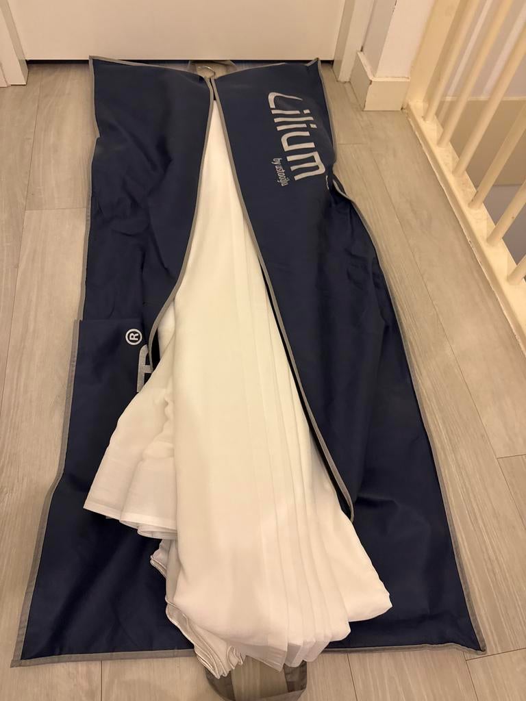 NİEUW!! Gebroken wit linnen wave vitrage, Ophalen of Verzenden, Zo goed als nieuw, Wit, 200 cm of meer