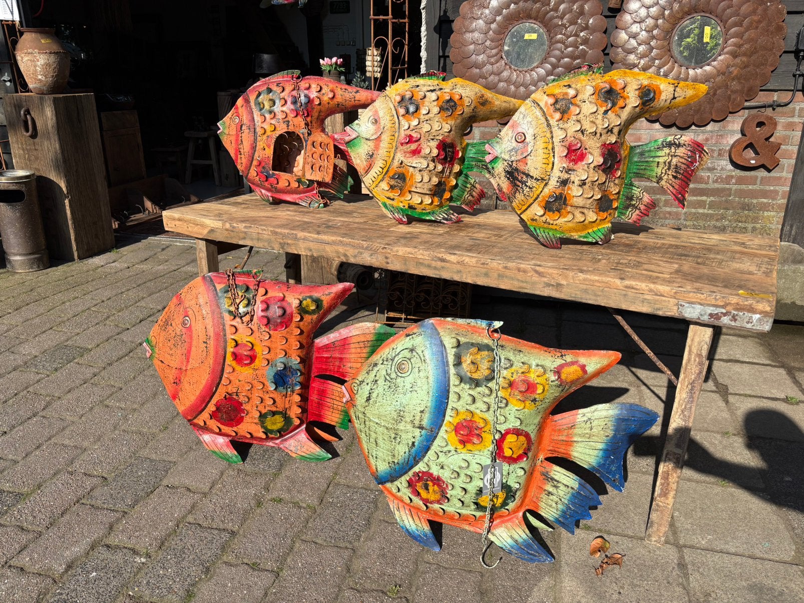 Grote kleurrijke ijzeren vissen - IBIZA - BOHO style!, Meerkleurig, Overige stijlen, Nieuw, Ophalen of Verzenden