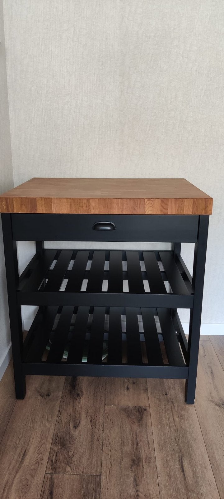 IKEA VADHOLMA Keukeneiland Zwart/Eiken - Zo goed als nieuw, Ophalen, Overige typen, Hout, IKEA