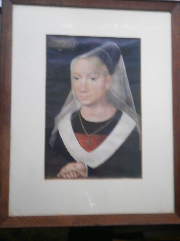 Hans Memley, Mooie gekleurde ingel Prent Sibyla Sambetha, Ophalen, Gebruikt, Voor 1940, Prent