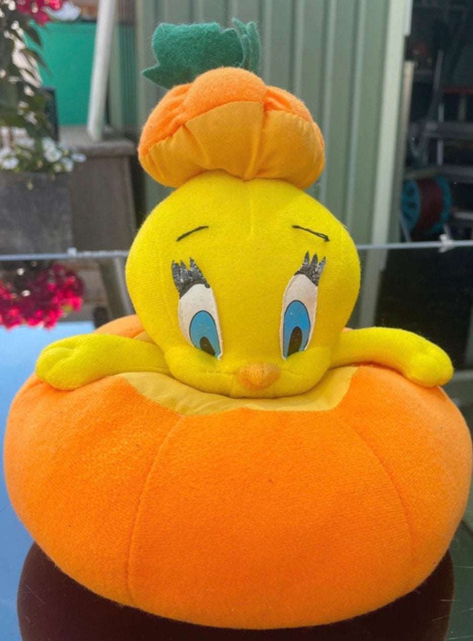 Tweety Looney Tunes knuffel in pompoen - 1997, Overige merken, Overige typen, Ophalen of Verzenden, Zo goed als nieuw