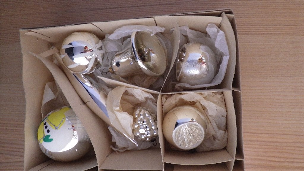 6 verschillende oude kerstballen, Diversen, Ophalen of Verzenden, Gebruikt