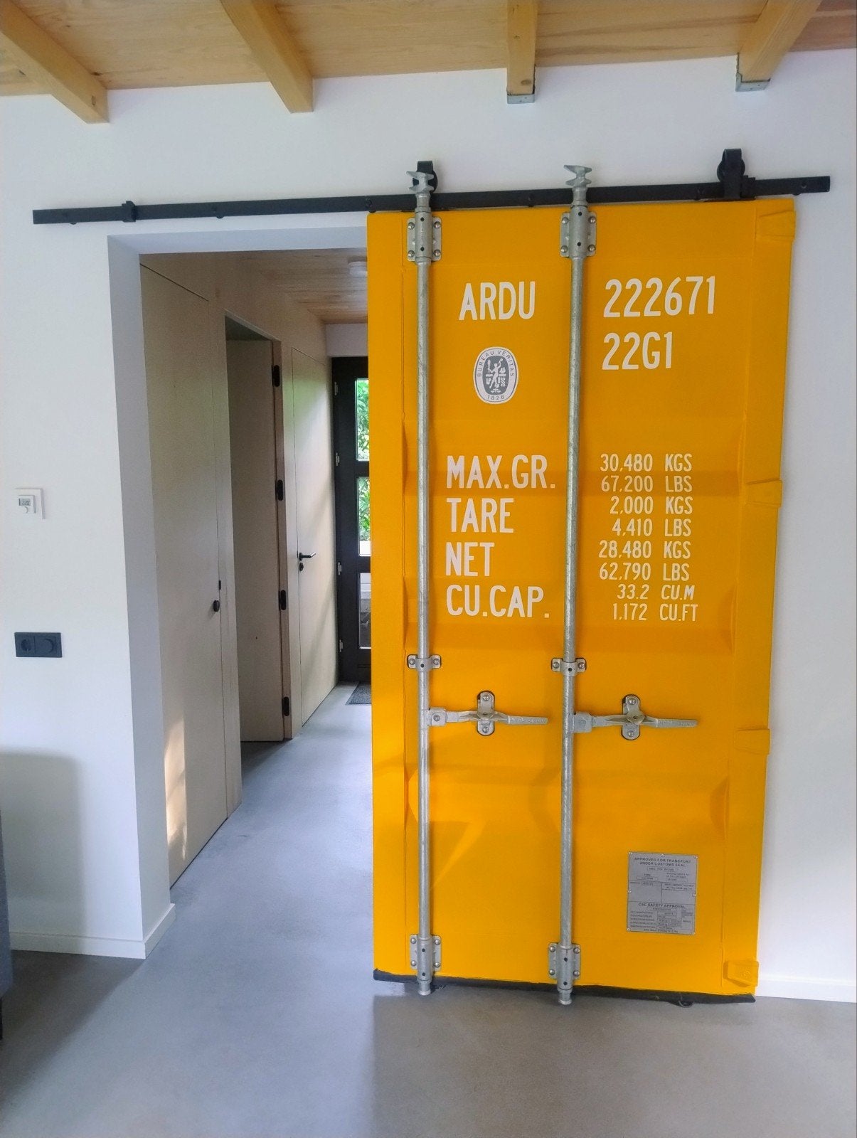 Containerdeur schuifdeur compleet, 215 cm of meer, Binnendeur, Zo goed als nieuw, Schuifdeur