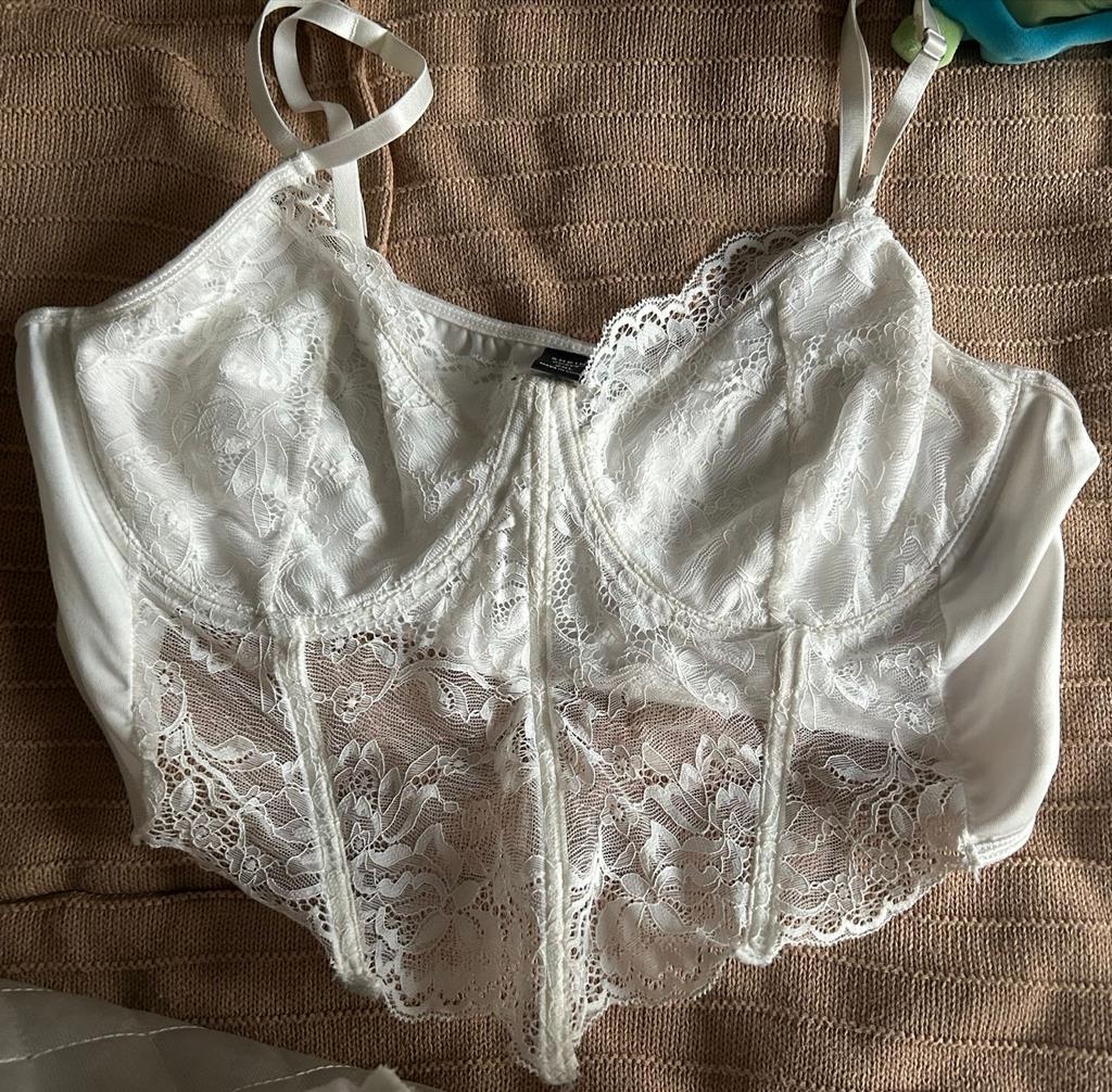witte kanten bralette, Verzenden, Wit, BH