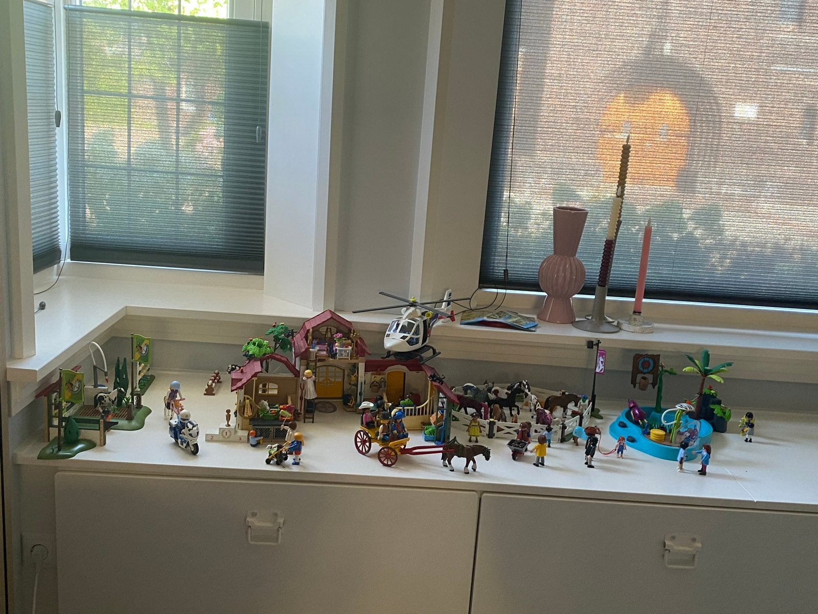 Grote Playmobil collectie: Manege, zwembad en helikopter, Ophalen, Gebruikt, Gebouw, Complete set