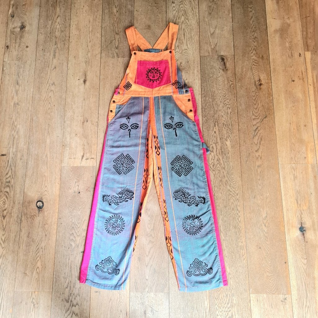 Handgemaakte 100% katoenen veelkleurige tuinbroek met zakken, Maat 38/40 (M), Nepal, Meerkleurig, Ophalen of Verzenden