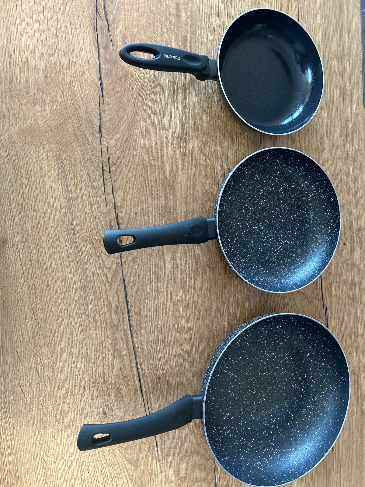 Set van 3 pannen - Brabantia en onbekend merk, Ophalen, Gebruikt, Antiaanbaklaag, Overige merken