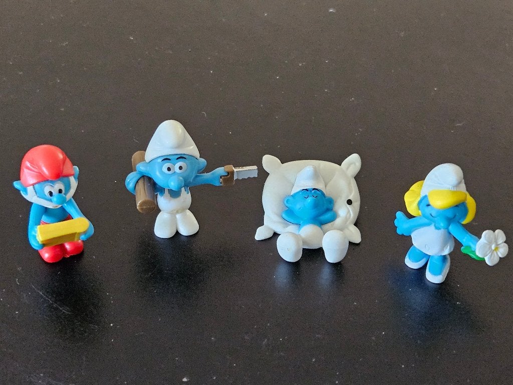 Set van 4 Smurfen figuren  A.H. verzamel actie, Verzamelen, Ophalen of Verzenden, Gebruikt, Verschillende Smurfen, Poppetje, Figuurtje of Knuffel