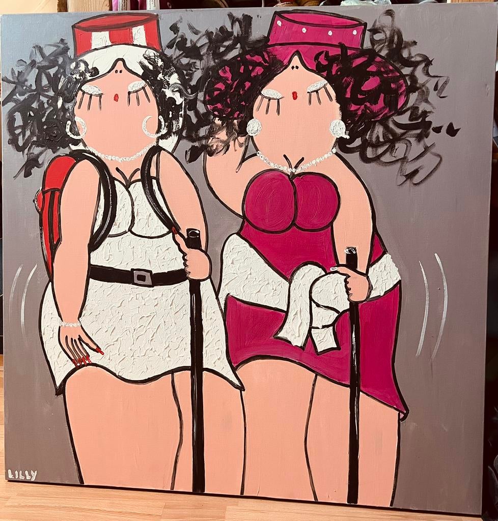 Dikke Dames Lilly  100x100  €35, Ophalen