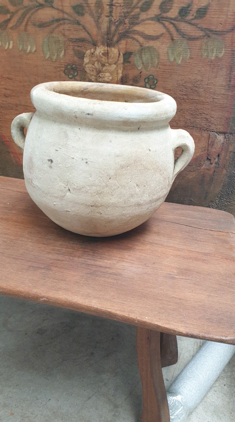 Terracotta pot, met 2 handvaten, Tuin en Terras, Rond, Ophalen of Verzenden, Zo goed als nieuw, Minder dan 40 cm