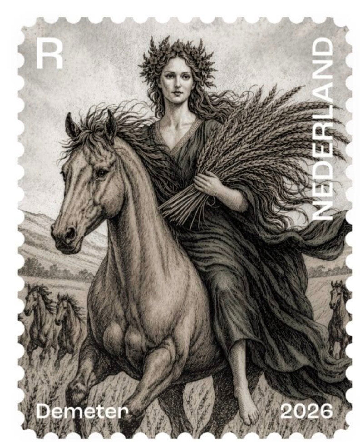 Te koop nft postnl demeter grijs/zwart postfris, Ophalen of Verzenden, Na 1940, Postfris