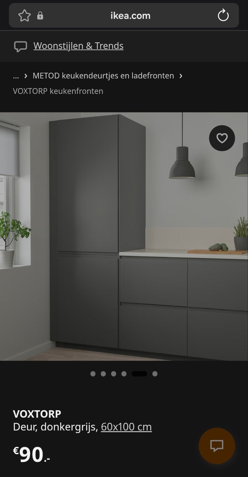 4 keukendeuren / ladefronten voxtorp ikea donkergrijs, Ophalen, Zo goed als nieuw, Grijs, 100 tot 150 cm
