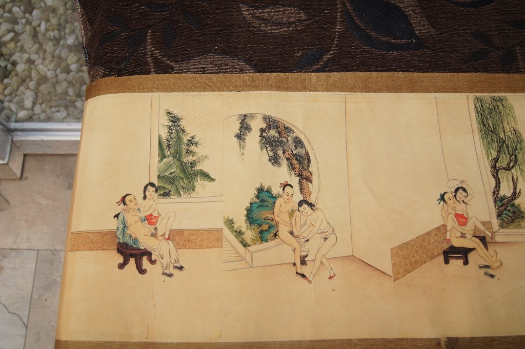 Erotische Chinese schildering op zijde, handgeschilderd, Antiek en Kunst, Kunst | Niet-Westerse kunst, Schilderij, China, Handgemaakt