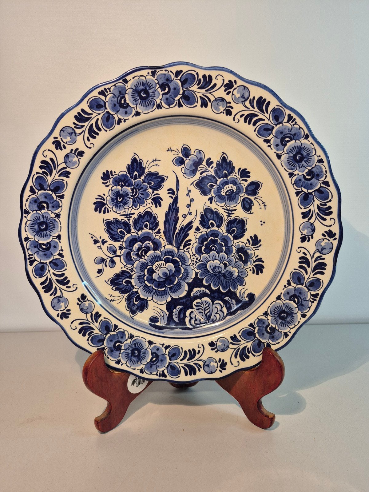 Delfts blauw wandbord bloemen, Ophalen of Verzenden