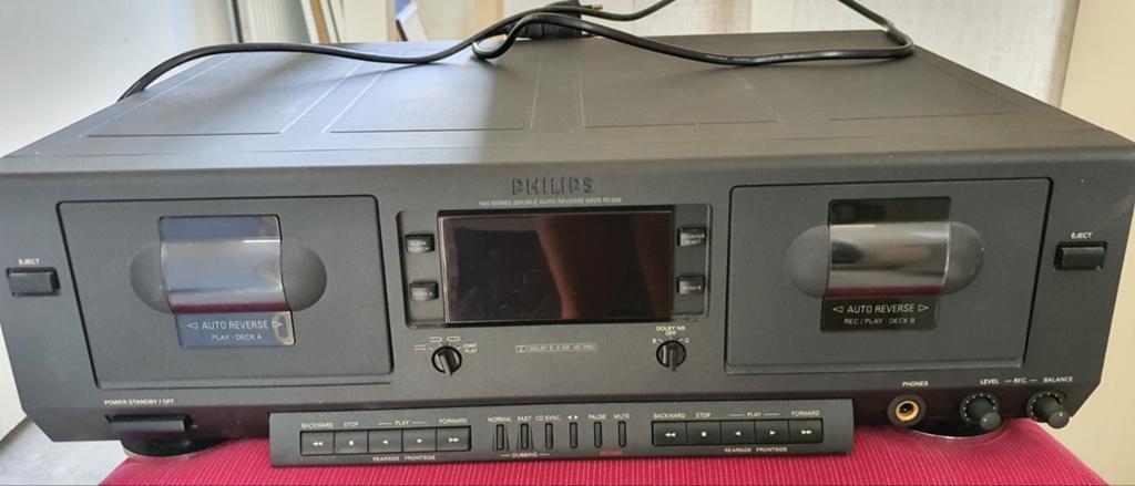 Philips FC930 Dubbel Cassettedeck met Auto-Reverse, Audio, Tv en Foto, Cassettedecks, Dubbel, Philips, Auto-reverse, Tiptoetsen