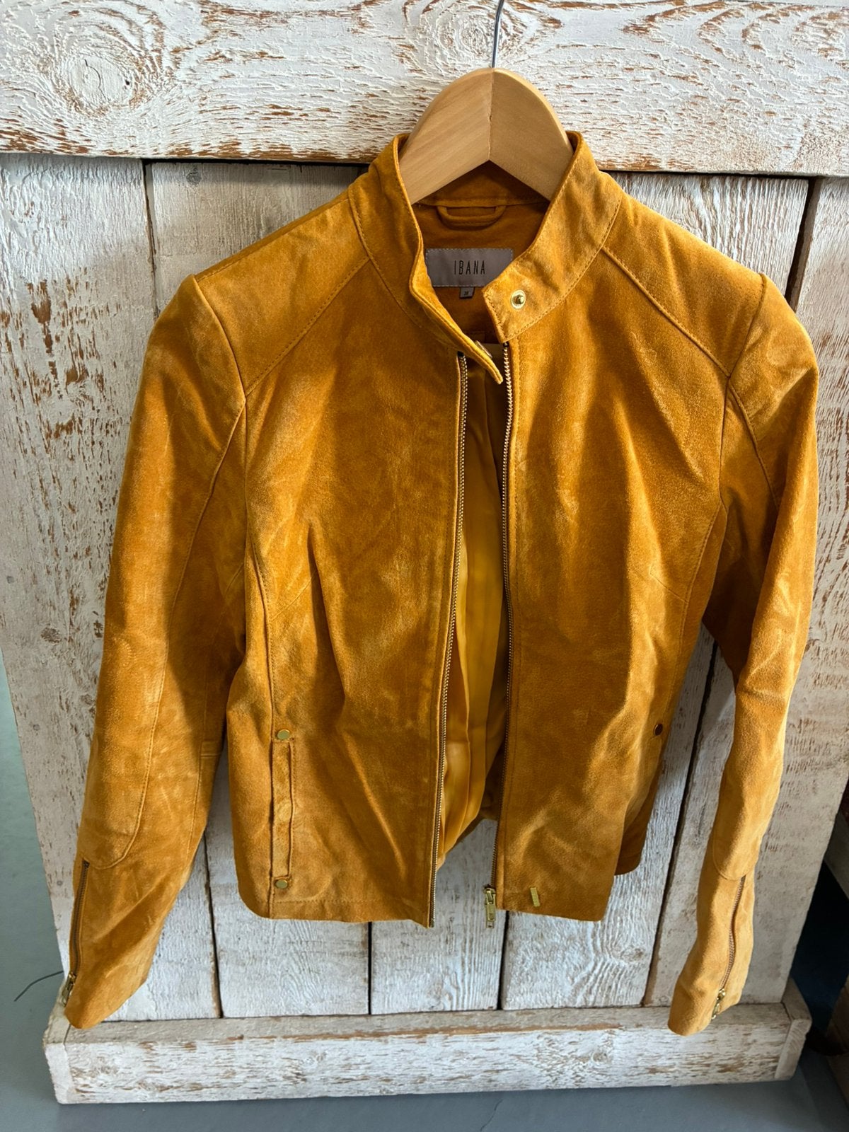 IBANA suede jas, Ophalen of Verzenden, Zo goed als nieuw, Maat 36 (S), Geel