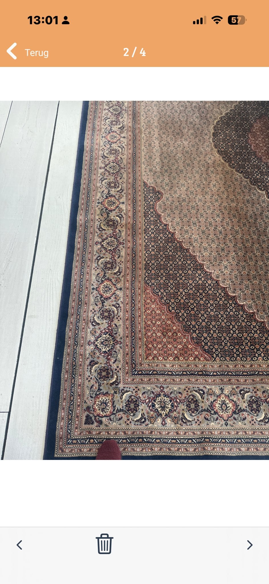 Groot wollen Oosters/Perzisch dessign, fijn geweven, Ophalen, Gebruikt, Blauw, 200 cm of meer