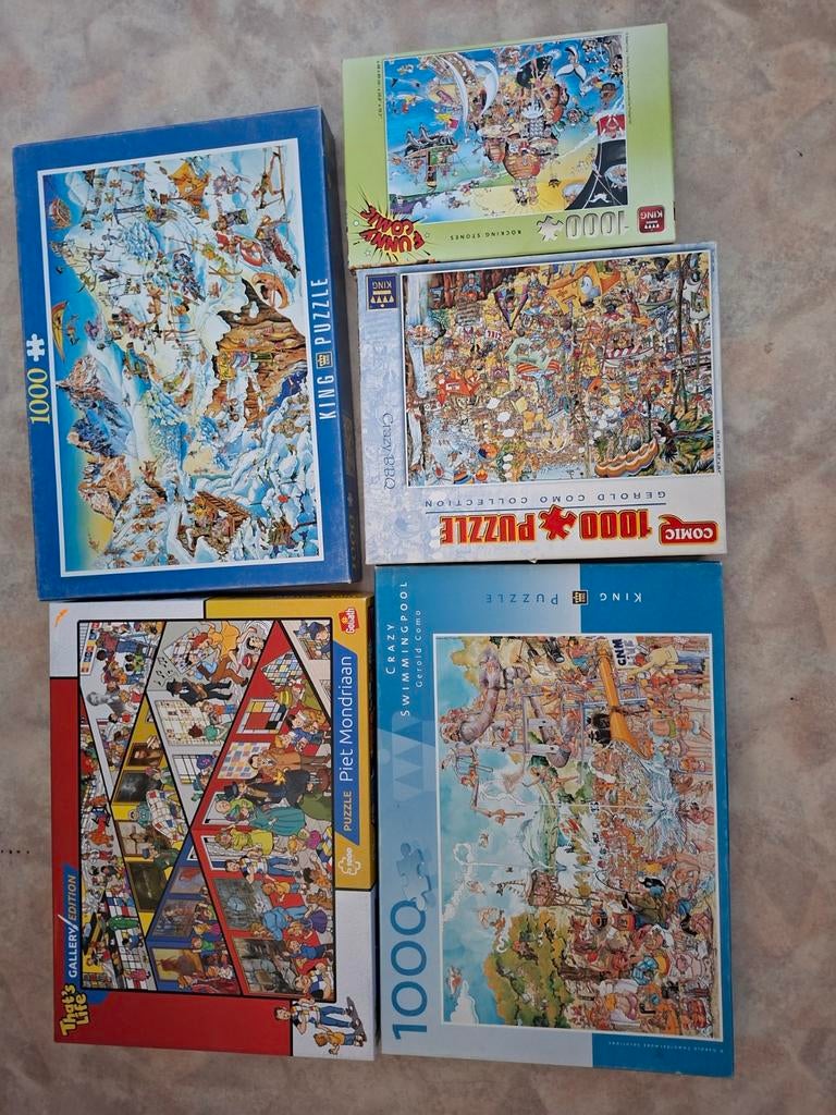 5 puzzels 1000 stukjes, Ophalen of Verzenden, 500 t/m 1500 stukjes, Zo goed als nieuw