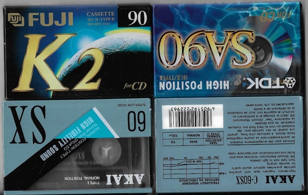 4 cassettebandjes nieuw in verpakking, 2 t/m 25 bandjes, Overige genres, Ophalen of Verzenden, Nieuw in verpakking