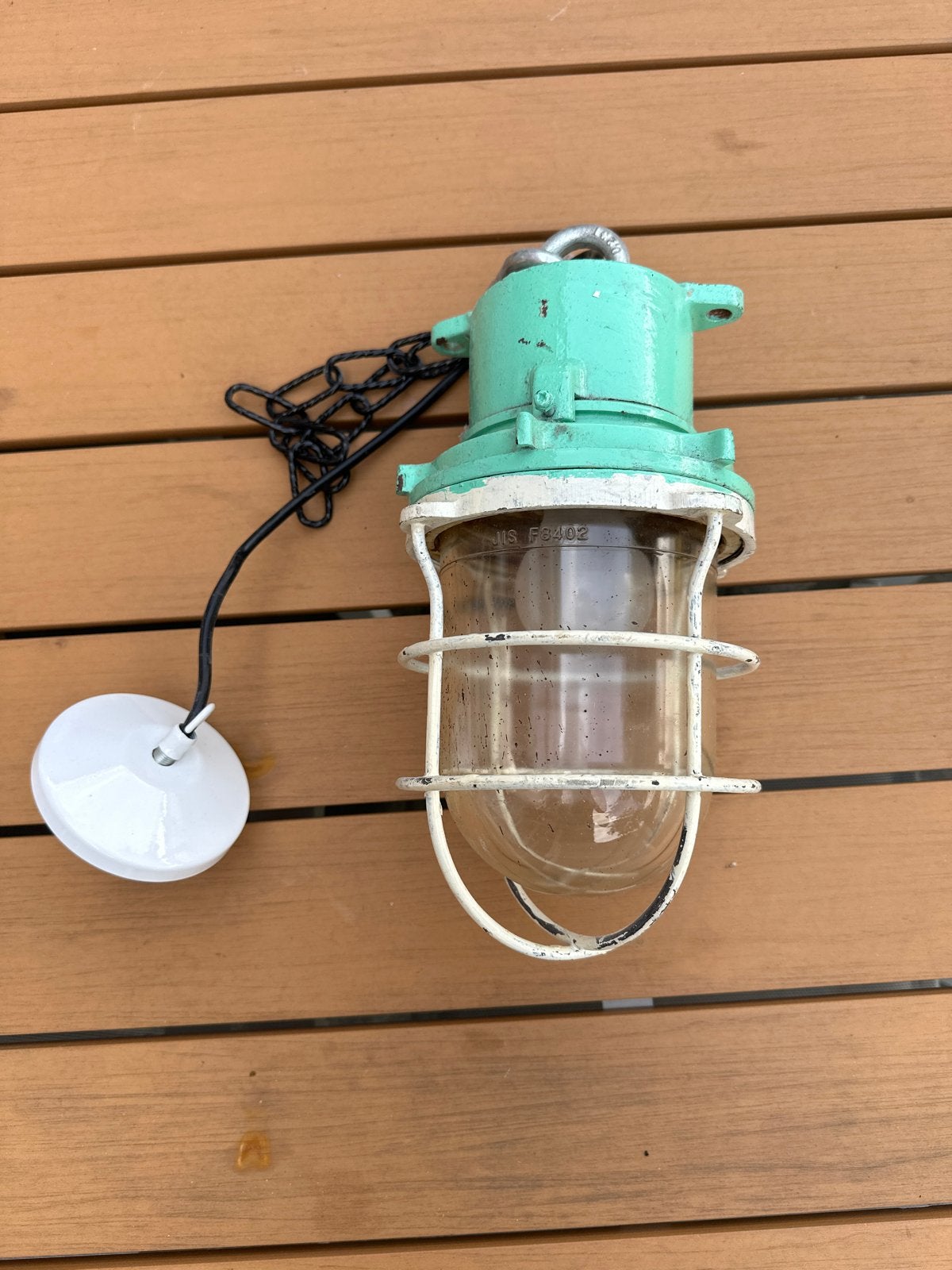 Groene Japanse Scheepslamp - Binnen of Buiten, Antiek en Kunst, Antiek | Lampen, Ophalen of Verzenden