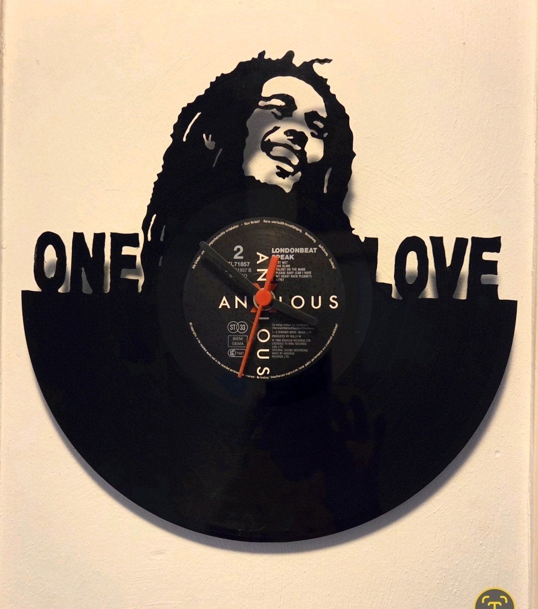 Unieke Bob Marley klok van LP - One Love, Ophalen of Verzenden