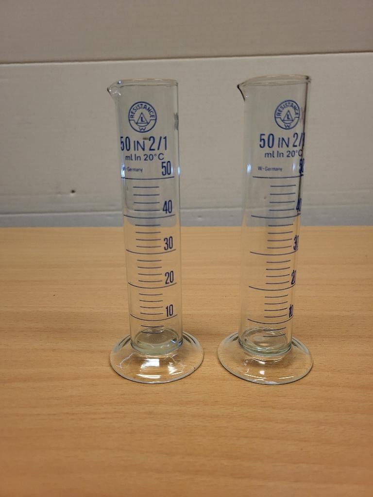 Cilinderglas 50 ml.               2 X., Ophalen of Verzenden, Nieuw