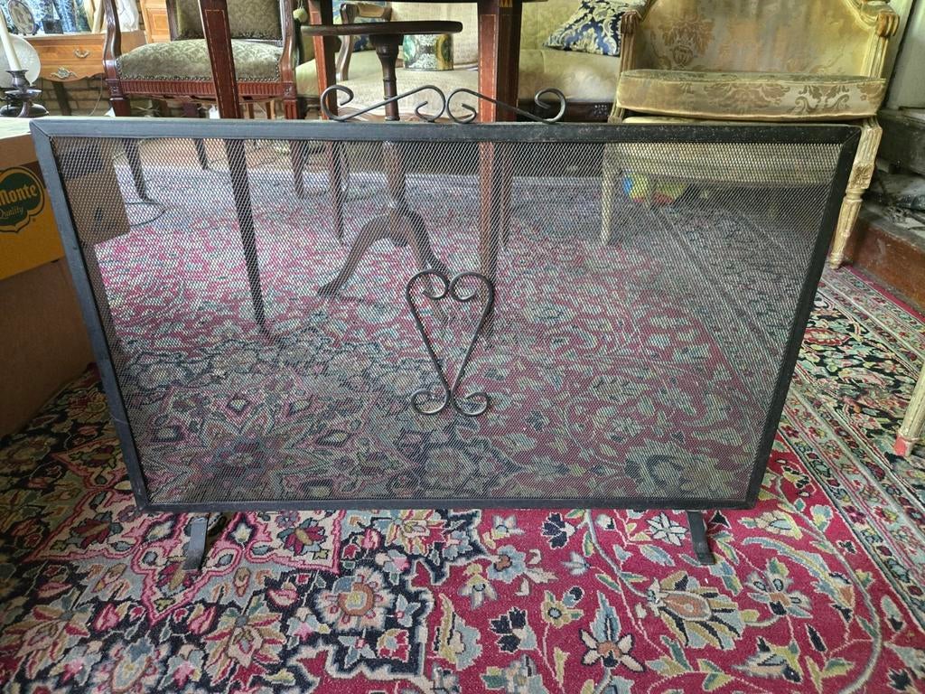 Haardscherm gietijzer 80x52cm, Ophalen, Vrijstaande haard, Houthaard