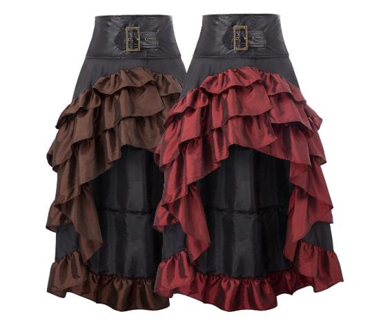 Steampunk rok gothic victoriaanse vintage zwart rode bruine, Verzenden, Nieuw