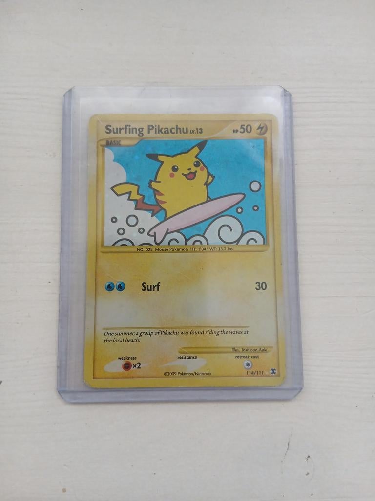 Surfing Pikachu Holo #114, Ophalen of Verzenden, Zo goed als nieuw, Losse kaart, Foil