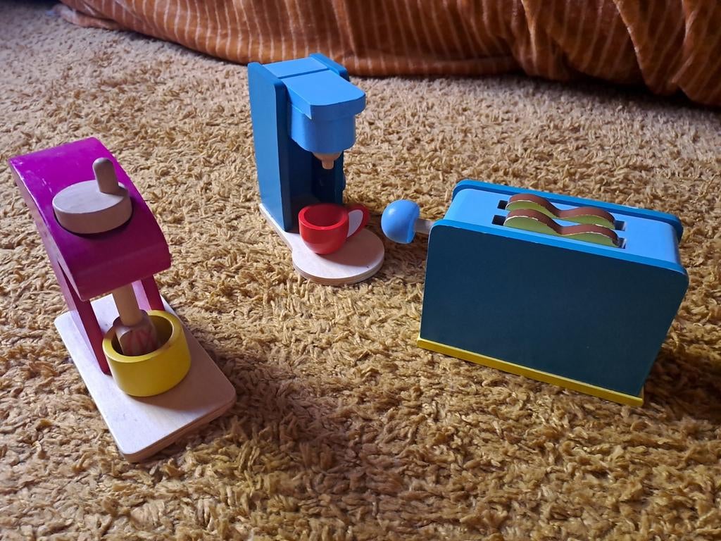 Houten Keukenapparaten Speelset voor Kinderkeukentje, Ophalen of Verzenden, Gebruikt, Meubelstuk of Keukentje