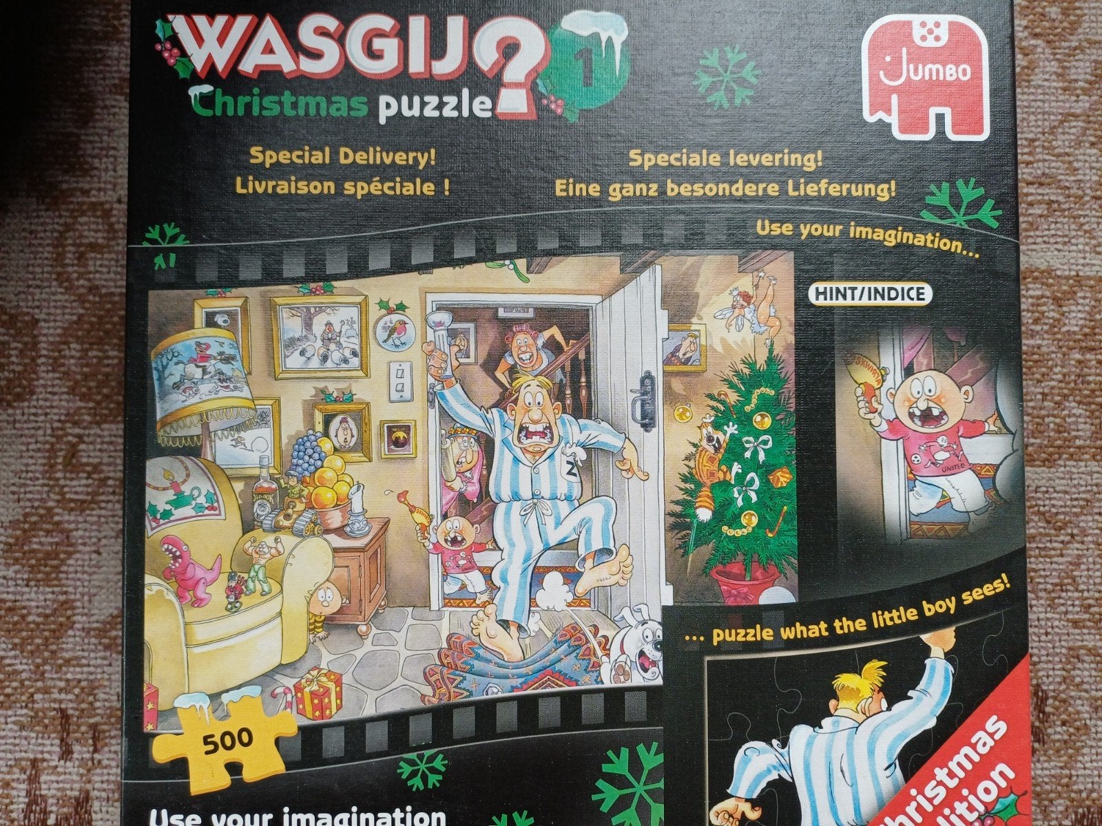 Puzzel 500 stukjes Wasgij Christmas, Hobby en Vrije tijd, Ophalen of Verzenden, 500 t/m 1500 stukjes, Zo goed als nieuw, Legpuzzel