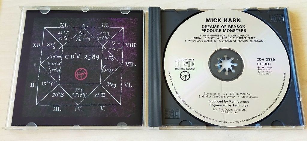 Mick Karn - Dreams of Reason Produce Monsters CD 1987, Ophalen of Verzenden, Zo goed als nieuw, Electronic Rock