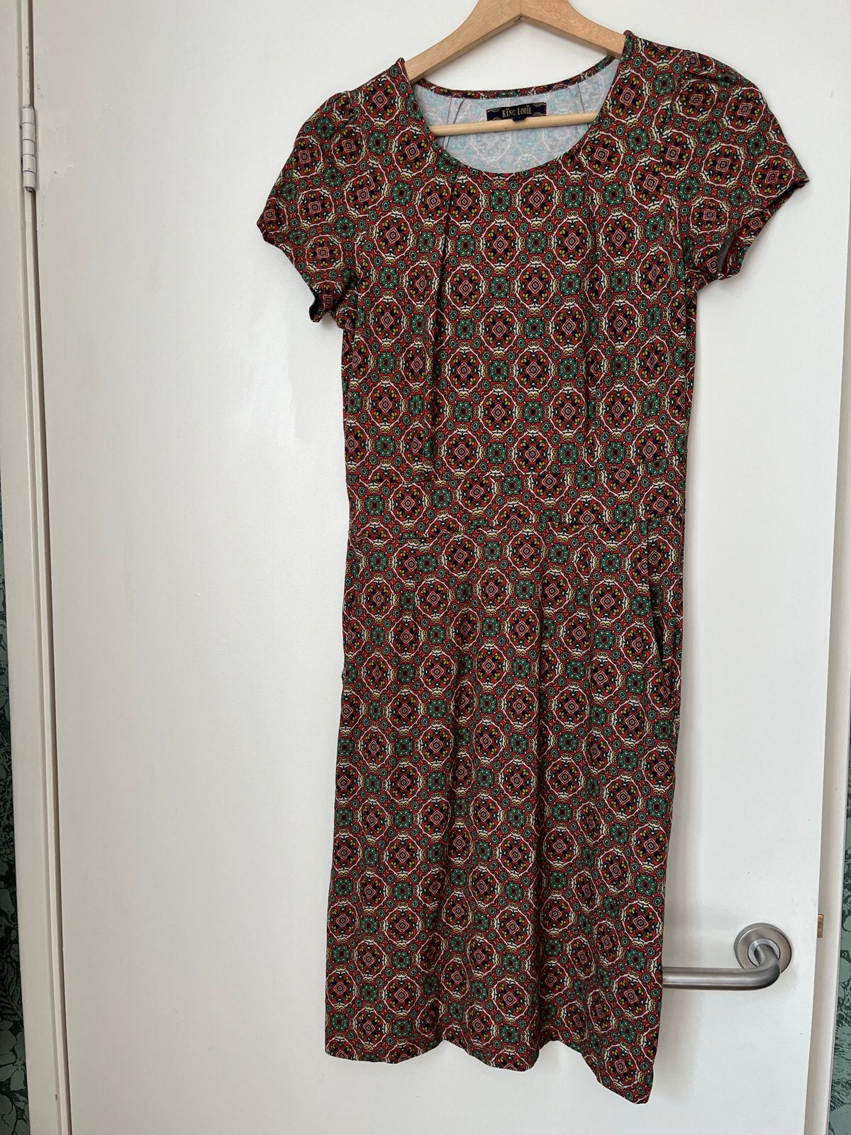 King Louie jurk mona dress met kleurrijke print, maat S, Ophalen of Verzenden, Zo goed als nieuw, Knielengte, Maat 36 (S)