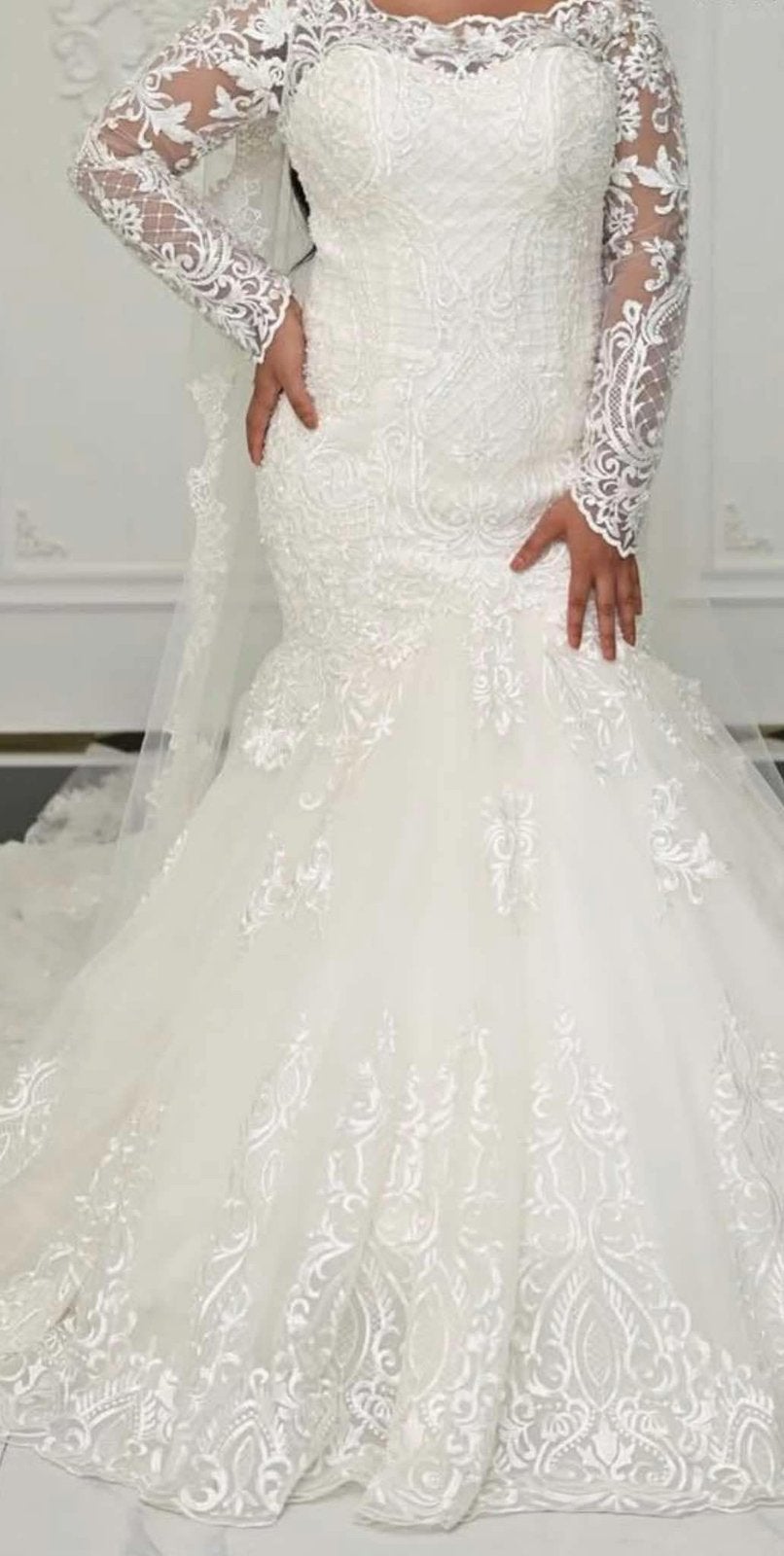 Bruidsjurk trouwjurk mermaid ballroom A line, Ophalen of Verzenden, Zo goed als nieuw, Wit, Trouwjurk