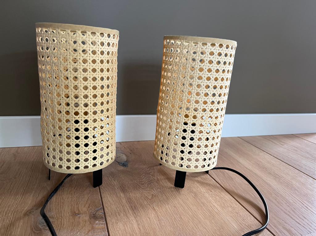 Twee Rotan tafellampjes ikea, Ophalen, Minder dan 50 cm