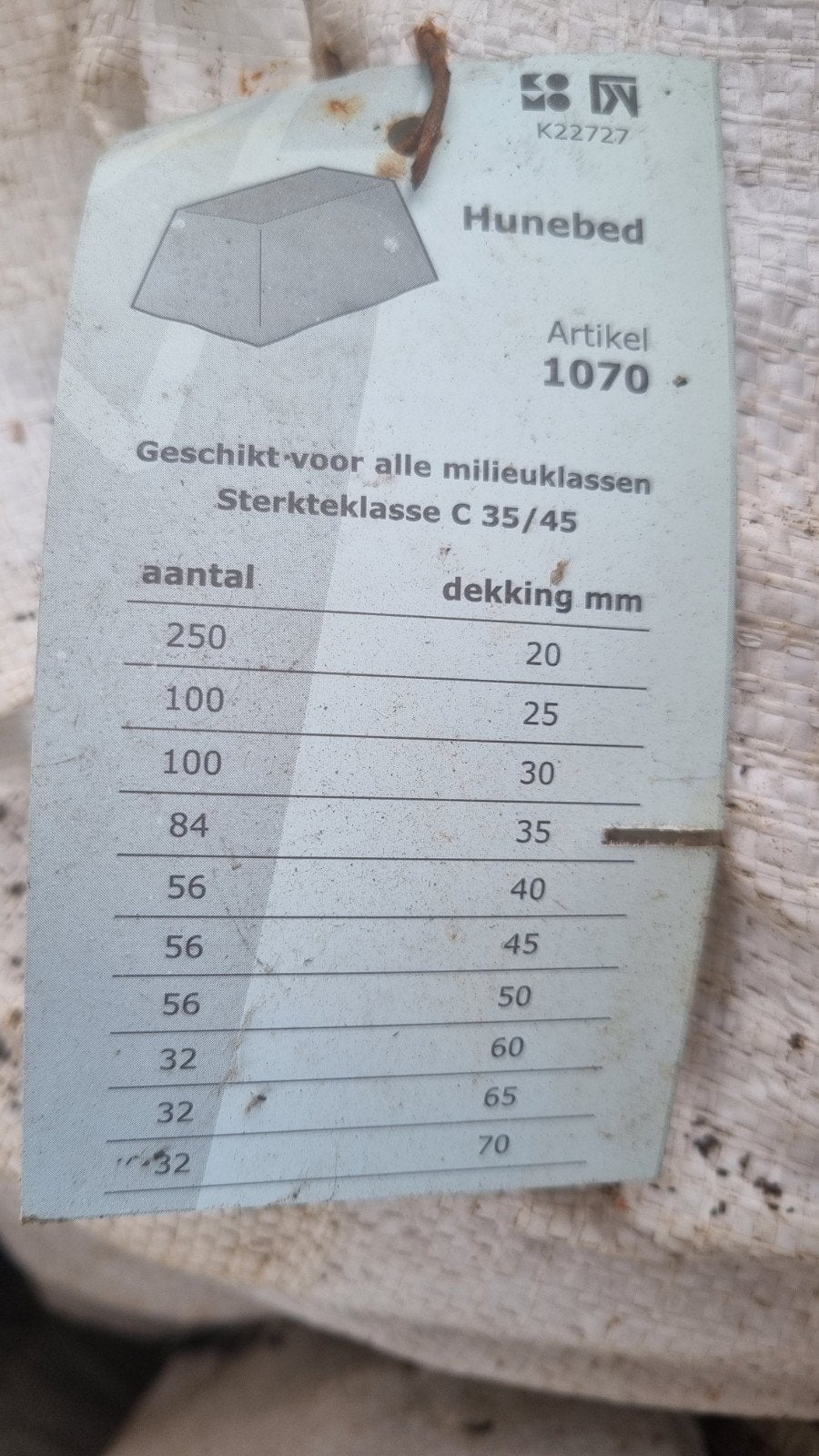 Hunebed betonblokjes afstandhouders 35 mm, Ophalen, Nieuw