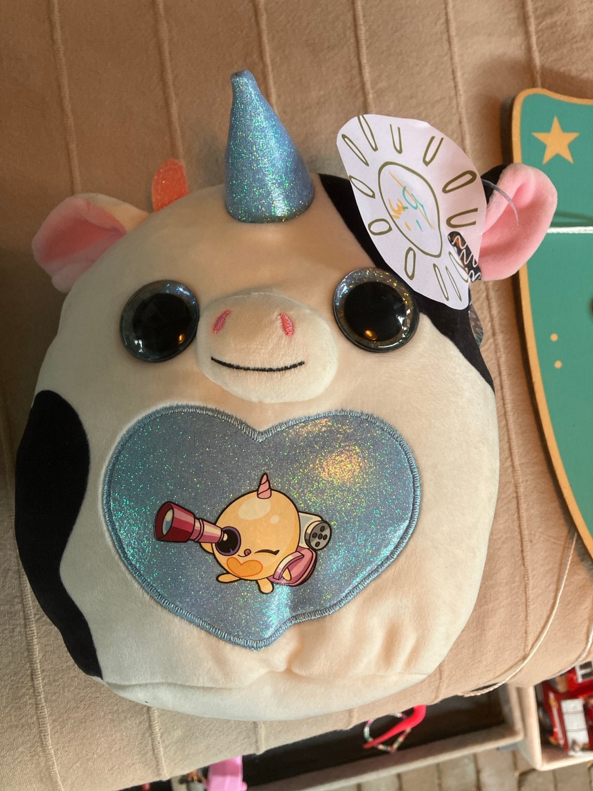Squishmallow Koe Eenhoorn Knuffel met Vlinder Vleugels, Overige karakters, Nieuw, Ophalen of Verzenden, Met label