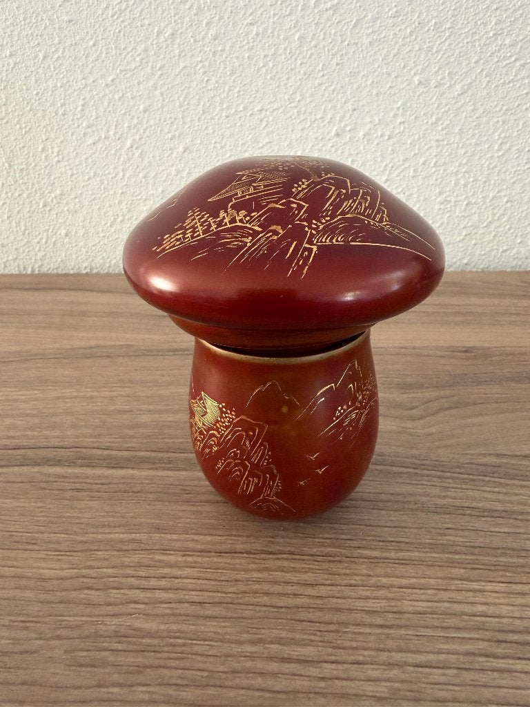 Antieke Japanse Kinoko Sakazuki - paddestoel bekerset, Antiek en Kunst, Hout, Ophalen of Verzenden, Geschilderd, Japan