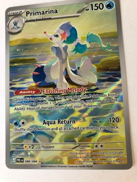 Primarina  PBL 088/084, Ophalen of Verzenden, Zo goed als nieuw, Losse kaart, Foil