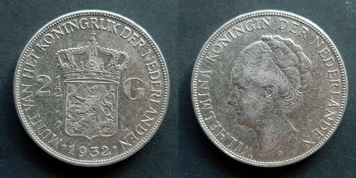Rijksdaalder 1932 Wilhelmina zilver, Verzenden, Koningin Wilhelmina, 2½ gulden, Zilver