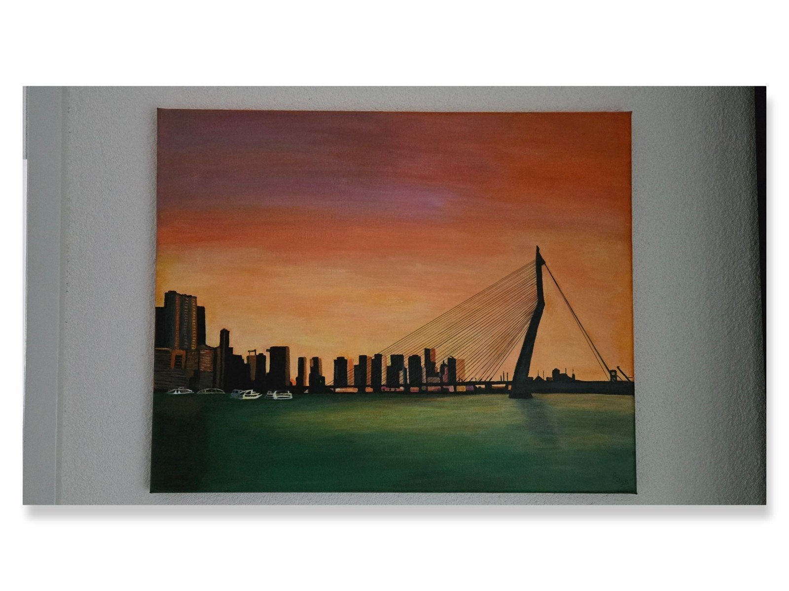 schilderij Skyline Rotterdam, Huis en Inrichting, Woonaccessoires | Schilderijen, Tekeningen en Foto's, Ophalen of Verzenden, Nieuw