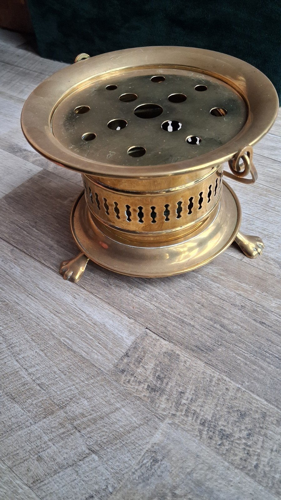 Antieke messing rechaud komfoor met pootjes, Ophalen of Verzenden