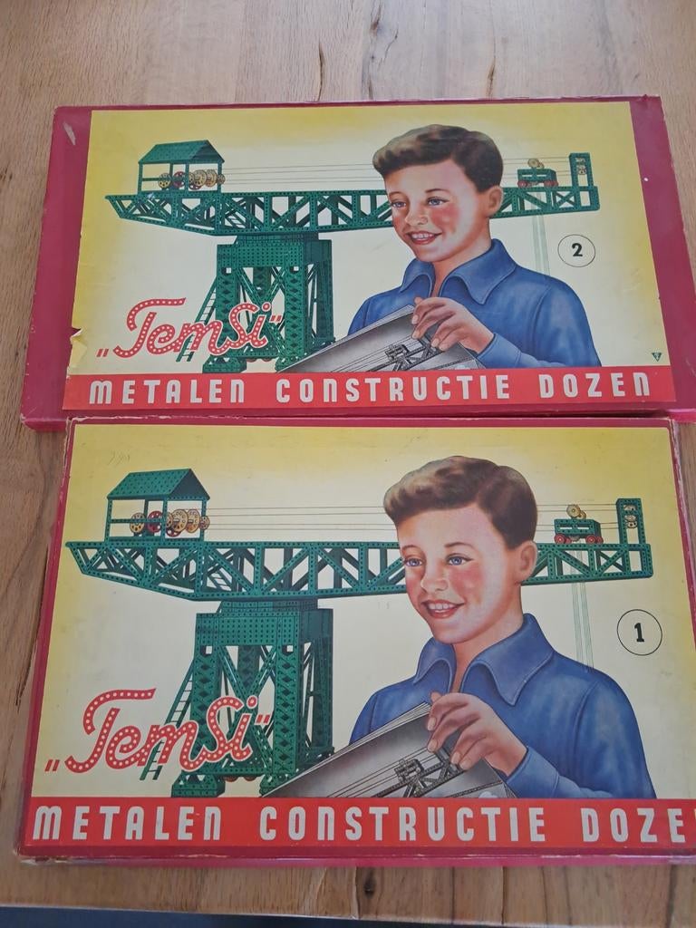 2 Temsi metalen constructie dozen - Vintage bouwplezier, Ophalen of Verzenden, Gebruikt, Bouwen