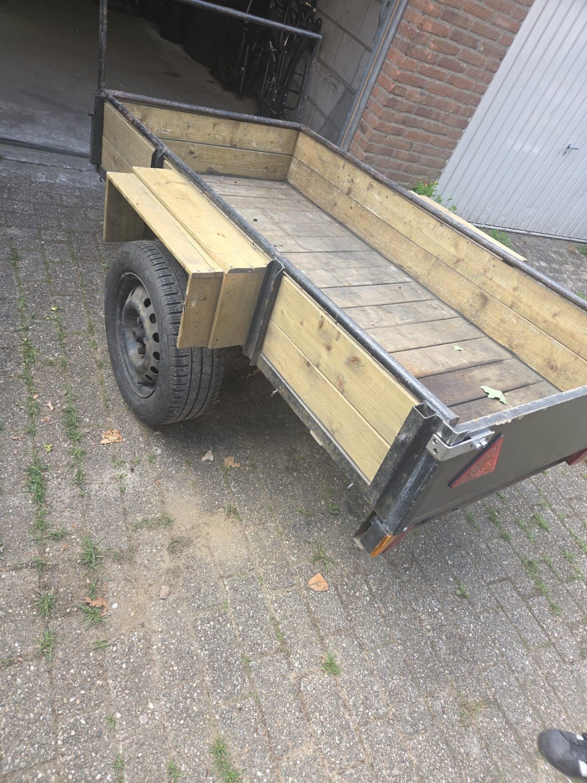 enkelasser aanhanger 95x195 met reserve band, Auto diversen, Aanhangers en Bagagewagens, Ophalen, Gebruikt